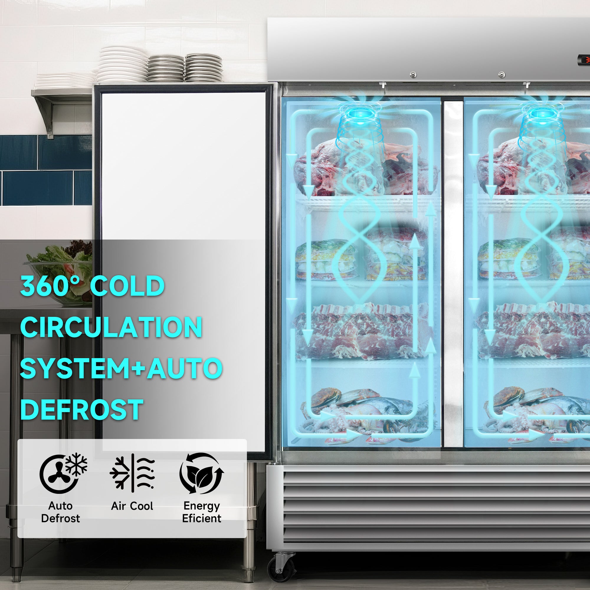 54" Commercial Freezer 49 Cu.ft with Solid Door Reach-In