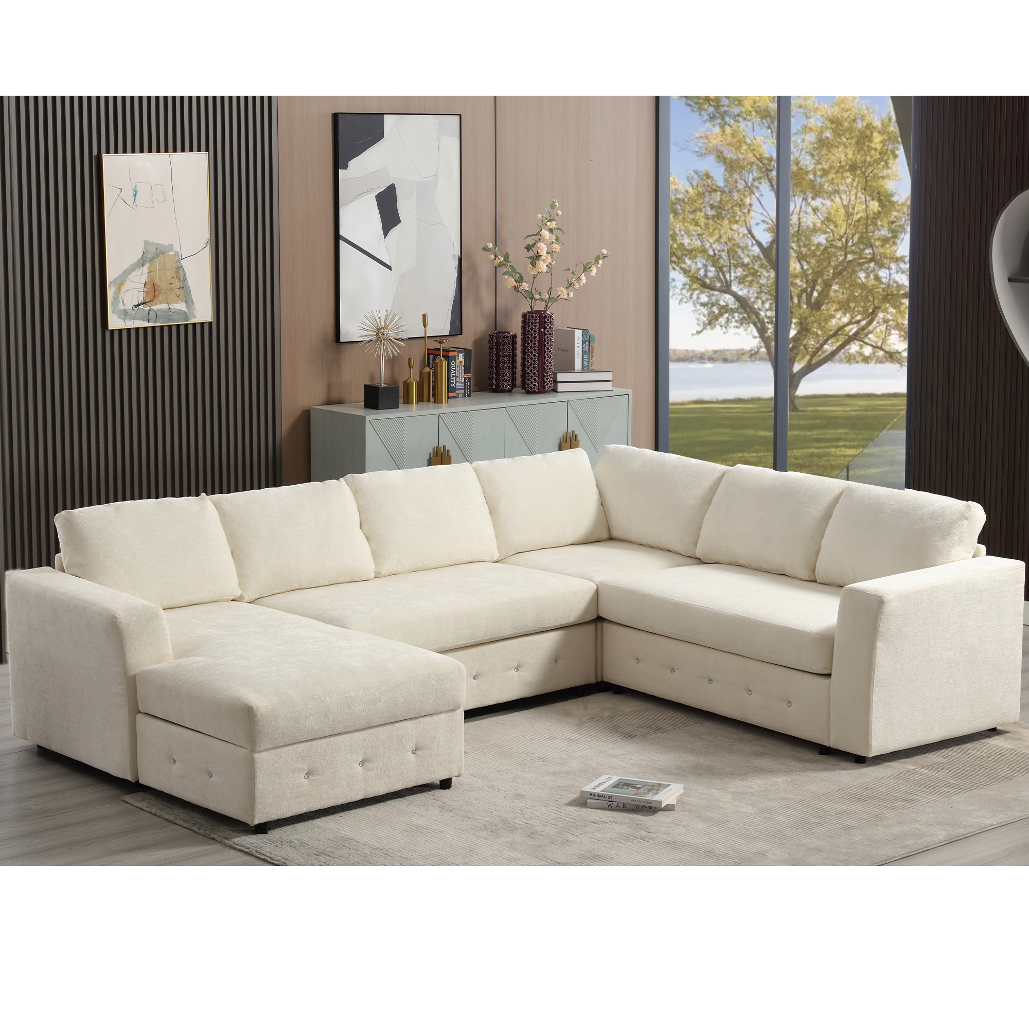 110.75" Modern U Shaped Sectional Sofa