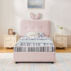 Twin Size Kids Upholstered Bed with Oversized Rabbit Ear Headboard