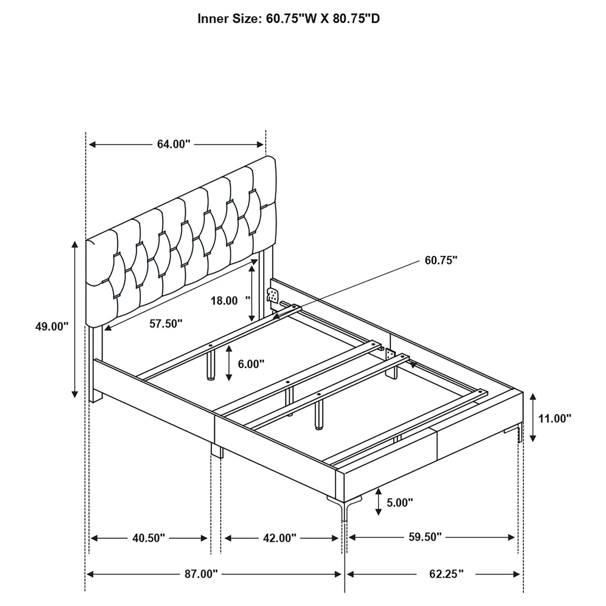 James Modern Glam Queen Bed