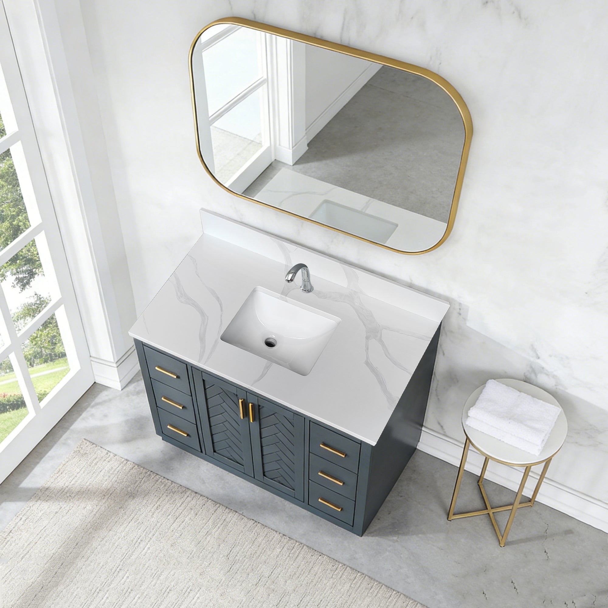 43-Inch Quartz Bathroom Vanity Top