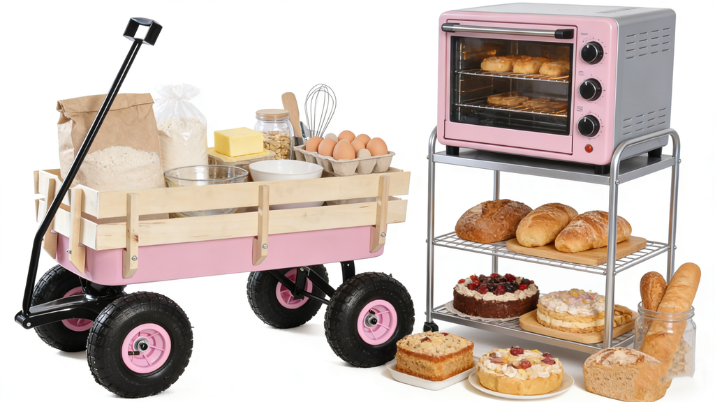 Outdoor Wagon with Wood Railing and Air Tires