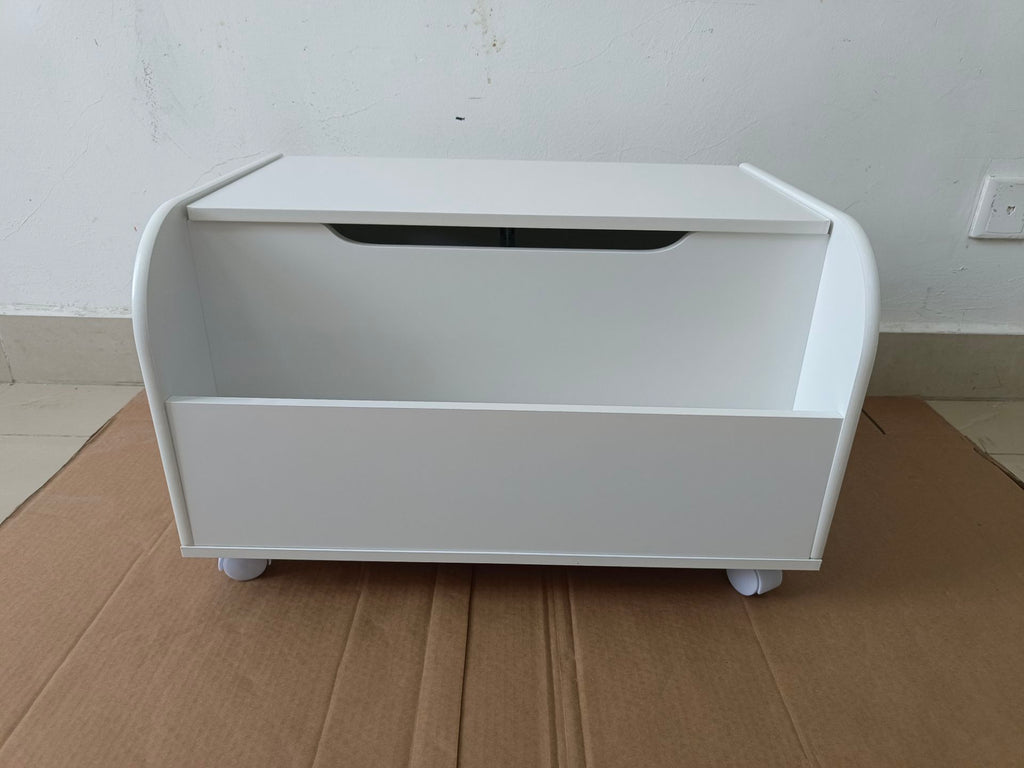 Wooden Toy Box with 4 Universal Wheels for Kids