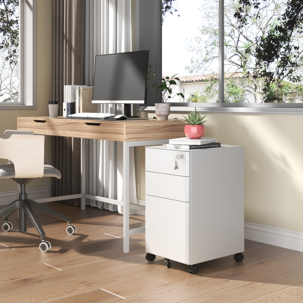 3-Drawer Mobile File Cabinet with Lock