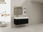 48 Inch Wall-Mounted Bathroom Vanity with Sink and Storage Rack