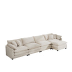 Modular Deep Seat 3-Seat Sofa Couch with Ottoman