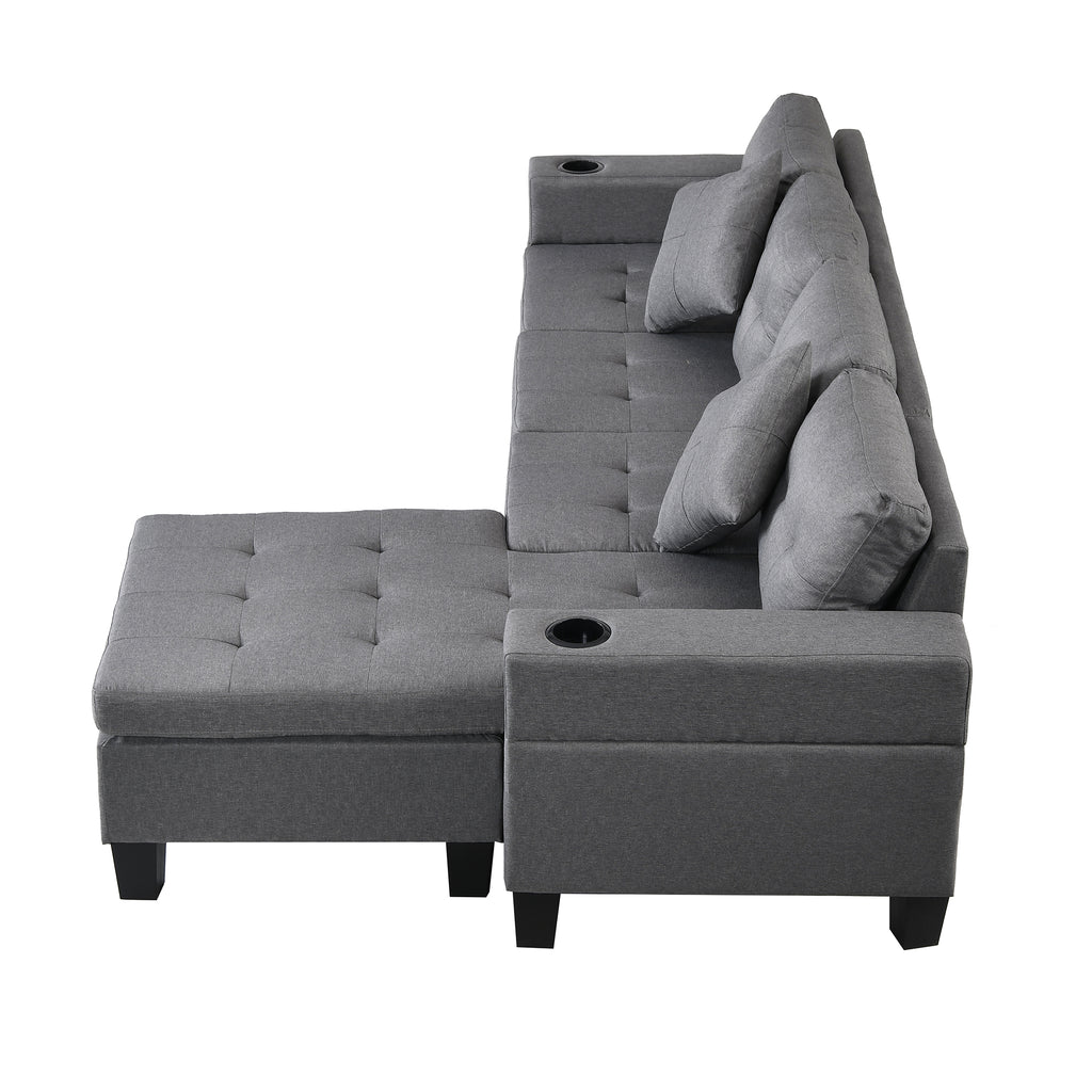 Modern L Shape Sectional Sofa Set with Chaise Lounge