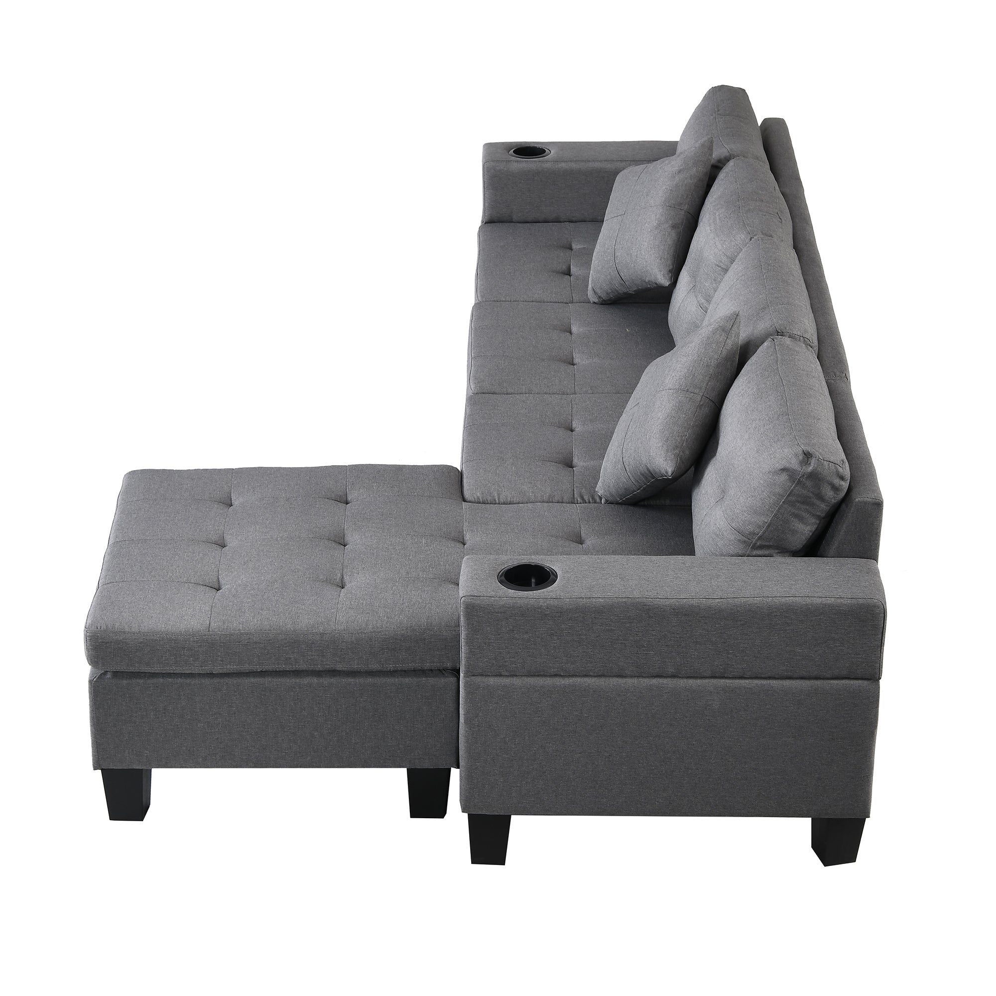 Modern L Shape Sectional Sofa Set with Chaise Lounge