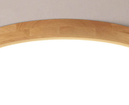 Nordic Solid Wood Round Ultra Thin LED Flush Mount Ceiling Light 18W