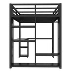 Full Size Loft Bed Frame with Built-in Wardrobe