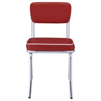 Retro Chrome Dining Chairs Set of 2 in Red Faux Leather