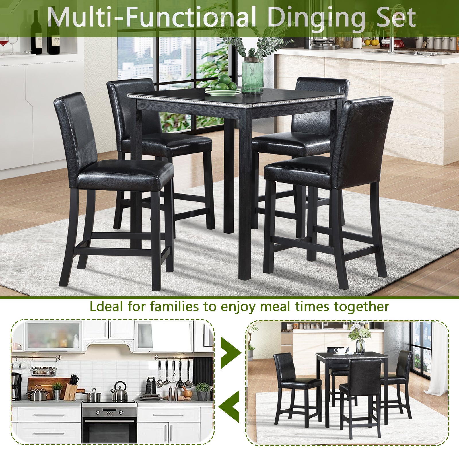 5 Piece Counter Height Dining Table Set