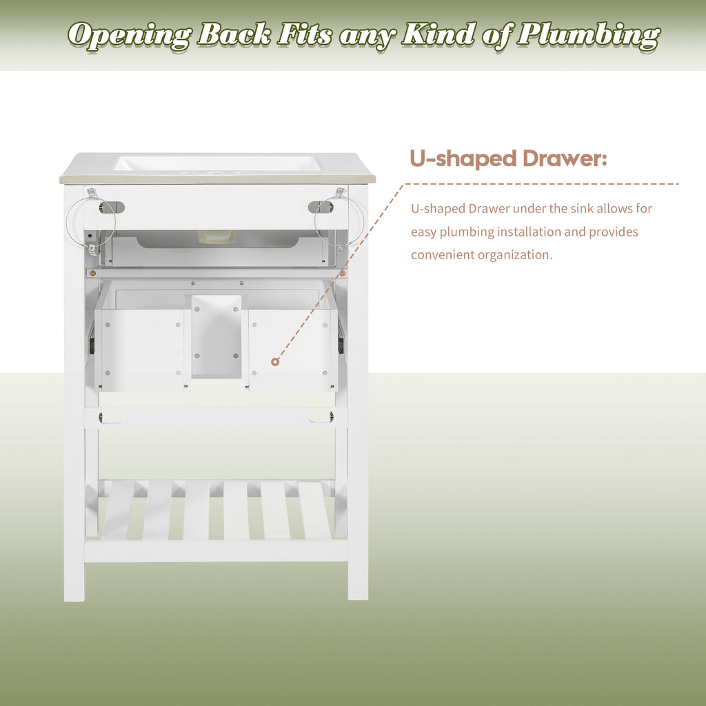 24" Bathroom Vanity with Integrated Ceramic Sink