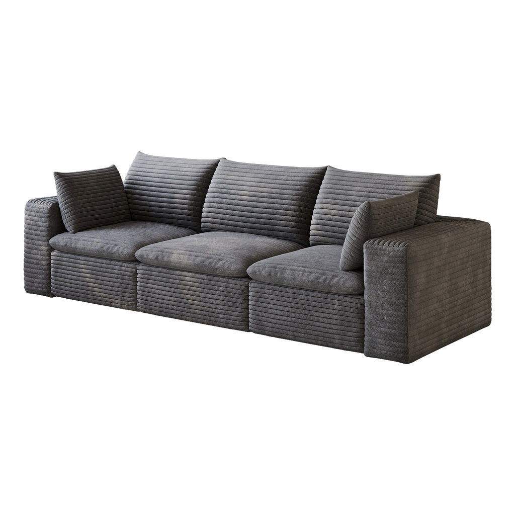 Cloud Sofa 102-Inch, Corduroy Fabric Deep Seat, Dark Grey
