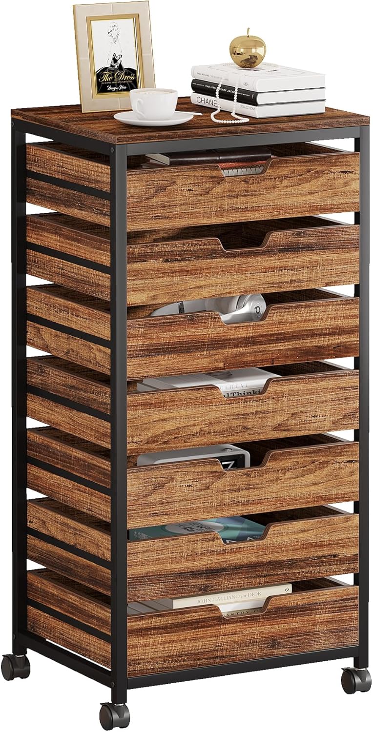 7-Drawer Storage Dresser Cabinet with Wheels