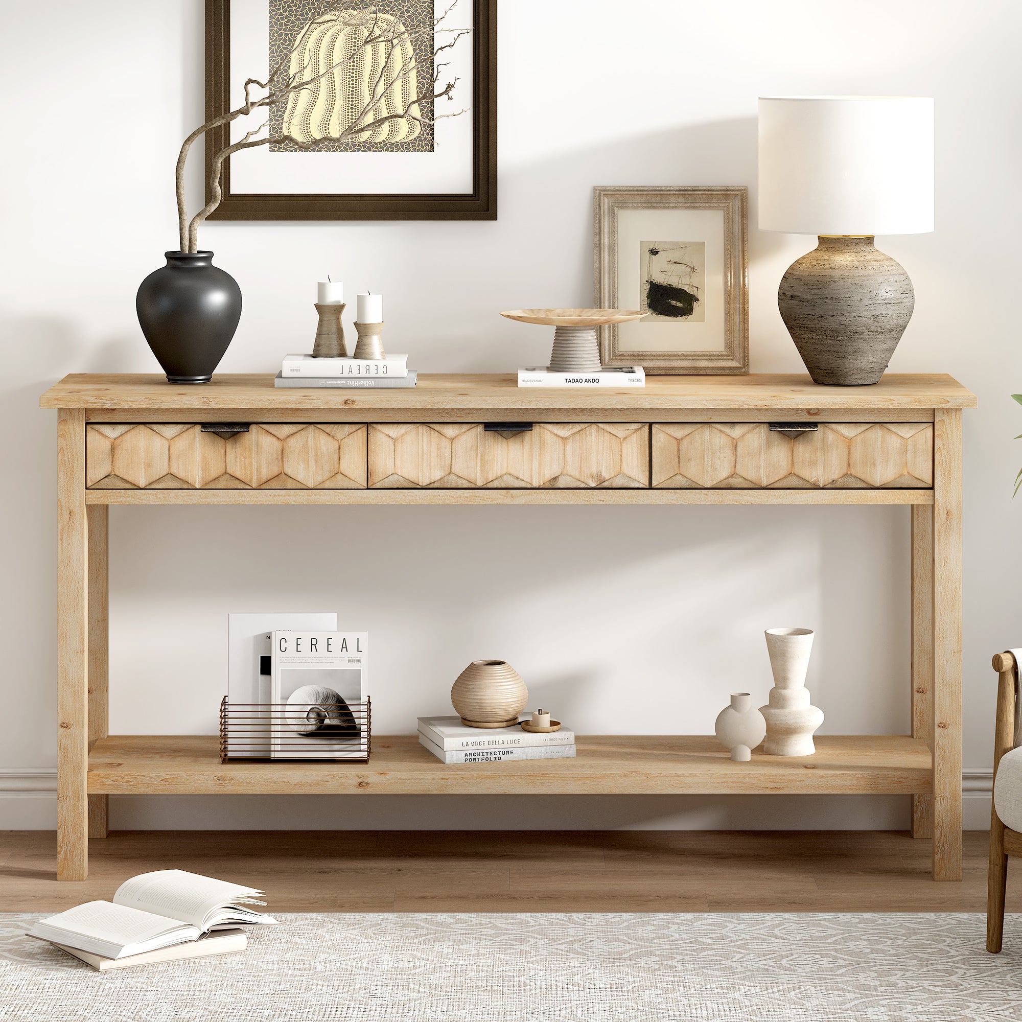 U_Style 58.3'' Fir Veneer Entryway Table