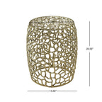 Aluminum Drum End Table with Intricate Design – Gold
