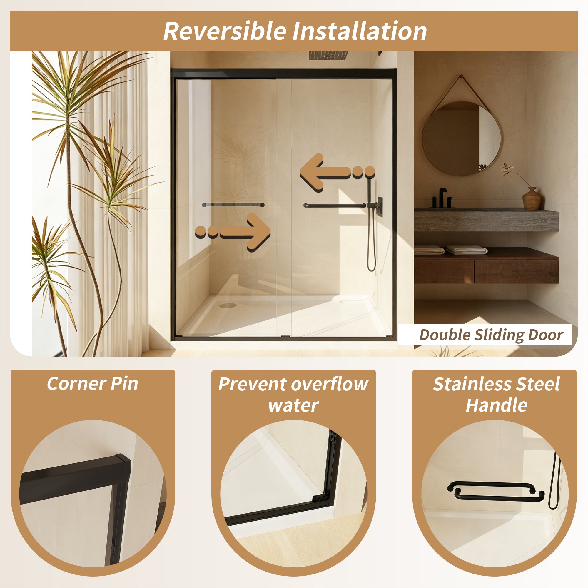 Tempered Glass Double Sliding Shower Door