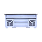 65.3" TV Stand with LED Light Strips and Iron Mesh Barn Door
