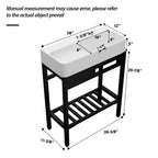 28" x 12" Vintage-Inspired Ceramic Console Sink with Built-in Washboard