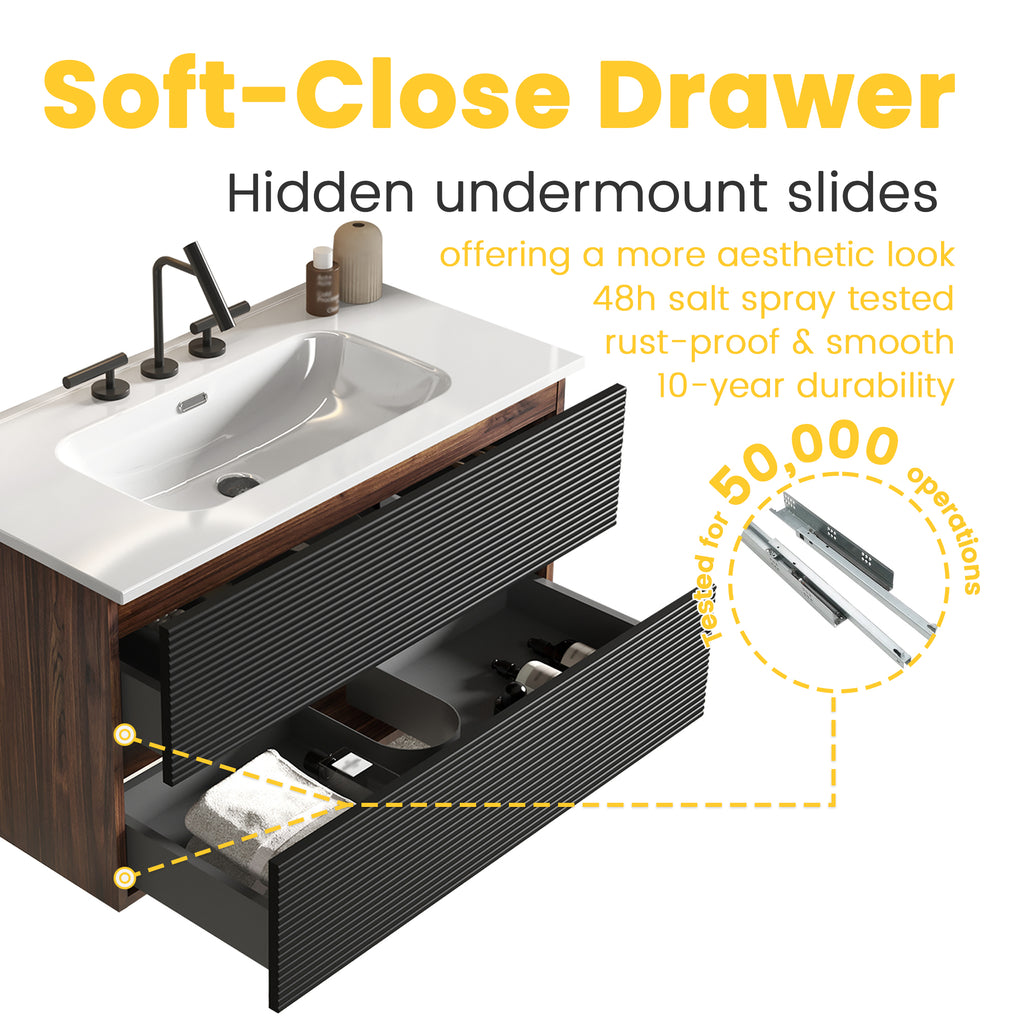 Gloria 36" Wall Mounted Soft Bathroom Vanity
