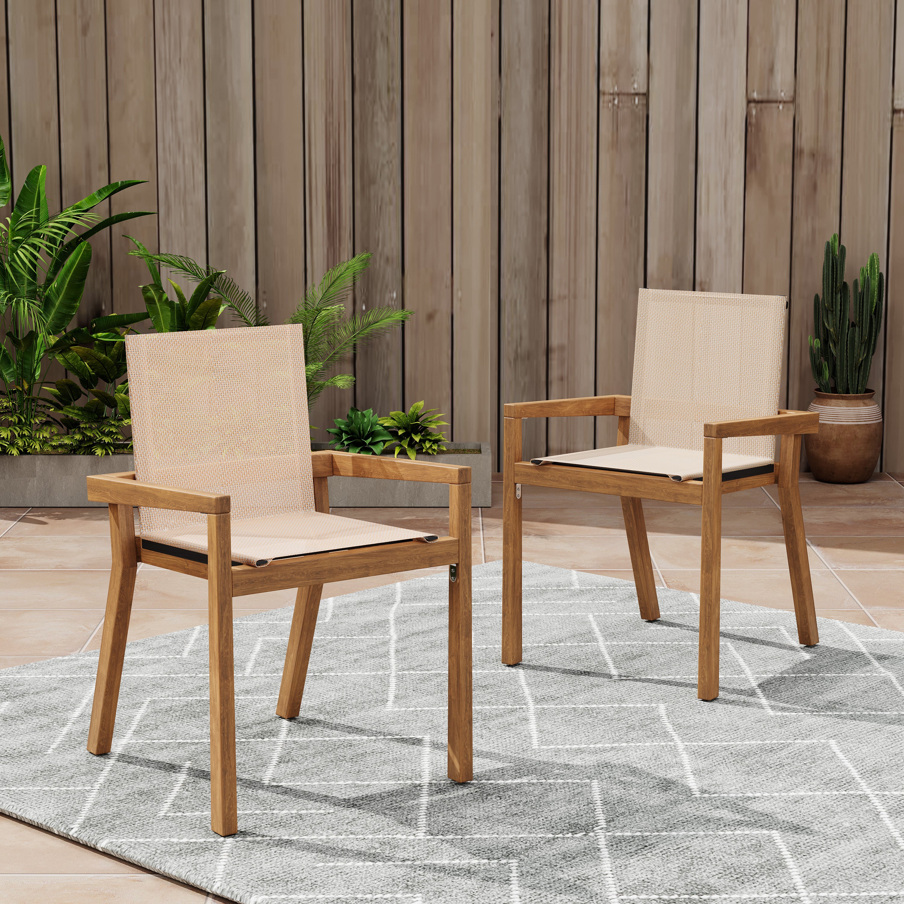 Belfast Dining Chair Set of 2, Teak Frame