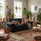 Compact Black Velvet 2-Seater Sofa with Hidden Storage