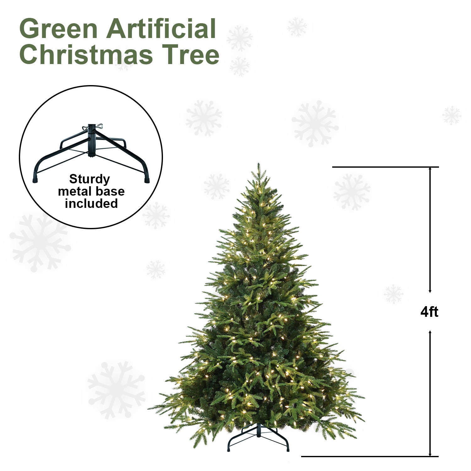 4ft Pre-Lit Artificial Christmas Tree with 150 Warm Lights