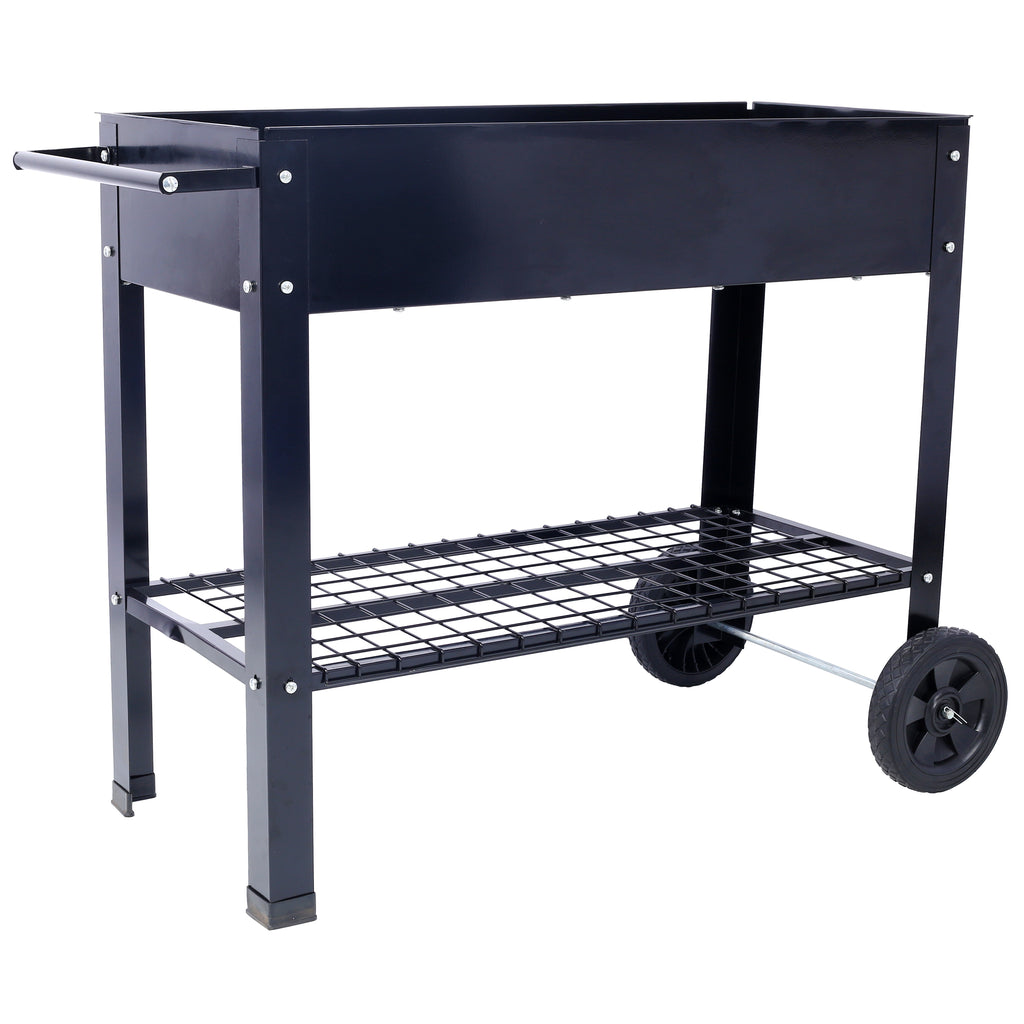 Elevated Mobile Raised Ergonomic Metal Planter Garden Bed