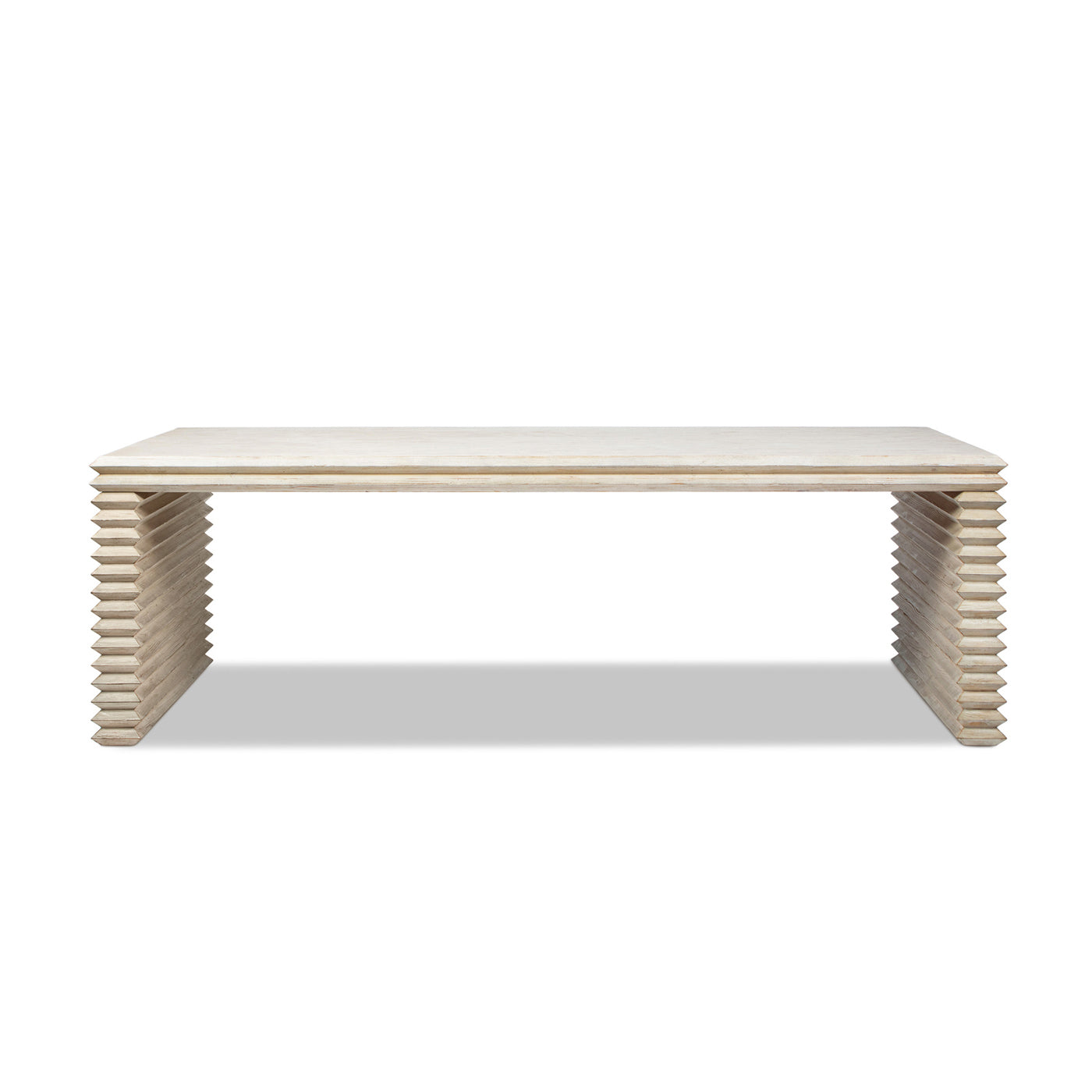 Veda 94" Reclaimed Wood Stacked Geometric Waterfall Dining Table