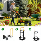 Hand Truck Dual Purpose 2 Wheel Dolly Cart and 4 Wheel Push Cart