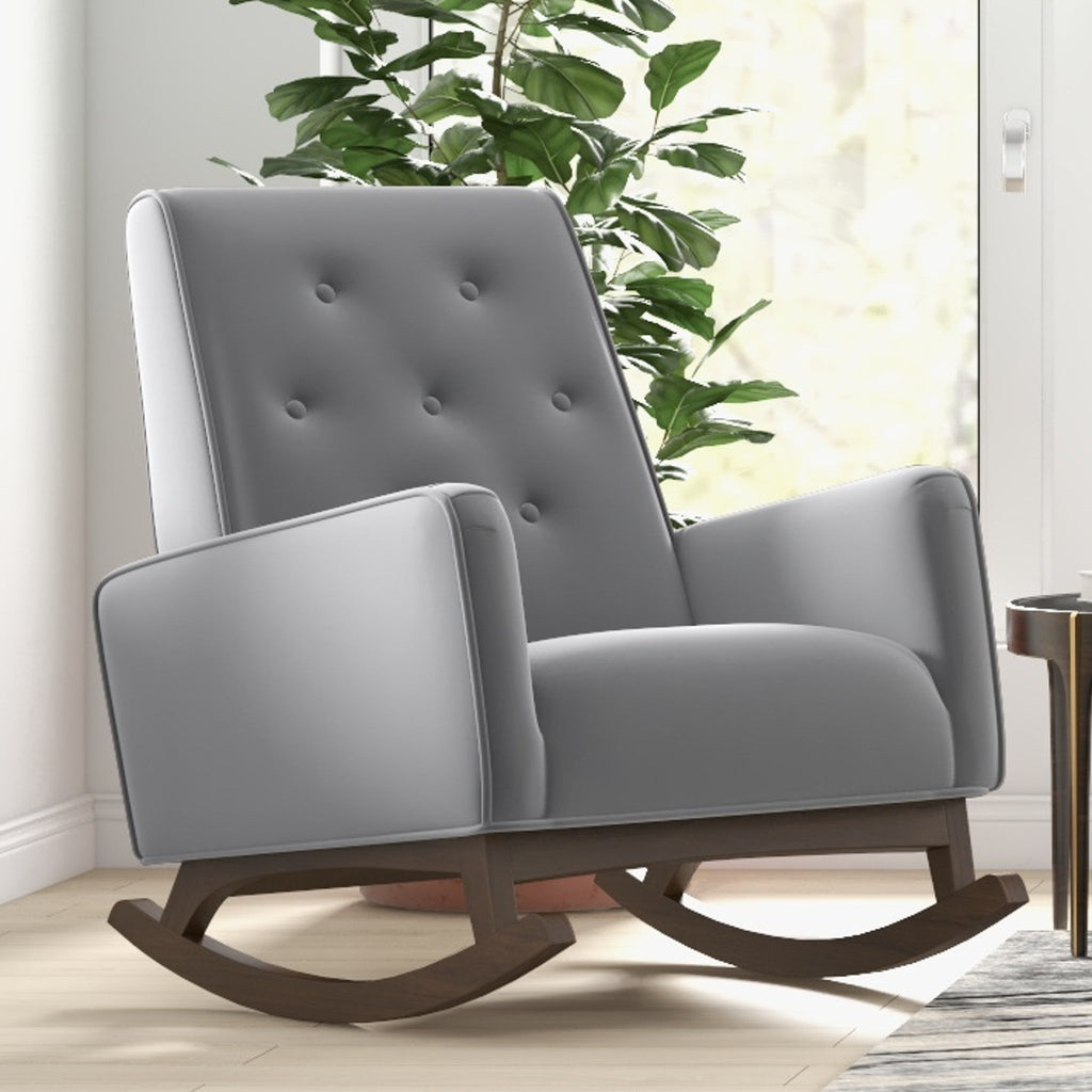 Premium Demetrius Light Grey Fabric Rocking Chair