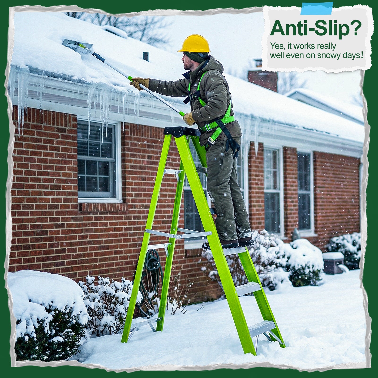 Fiberglass Ladder with Tool Tray, 330lbs Capacity and 7 Steps