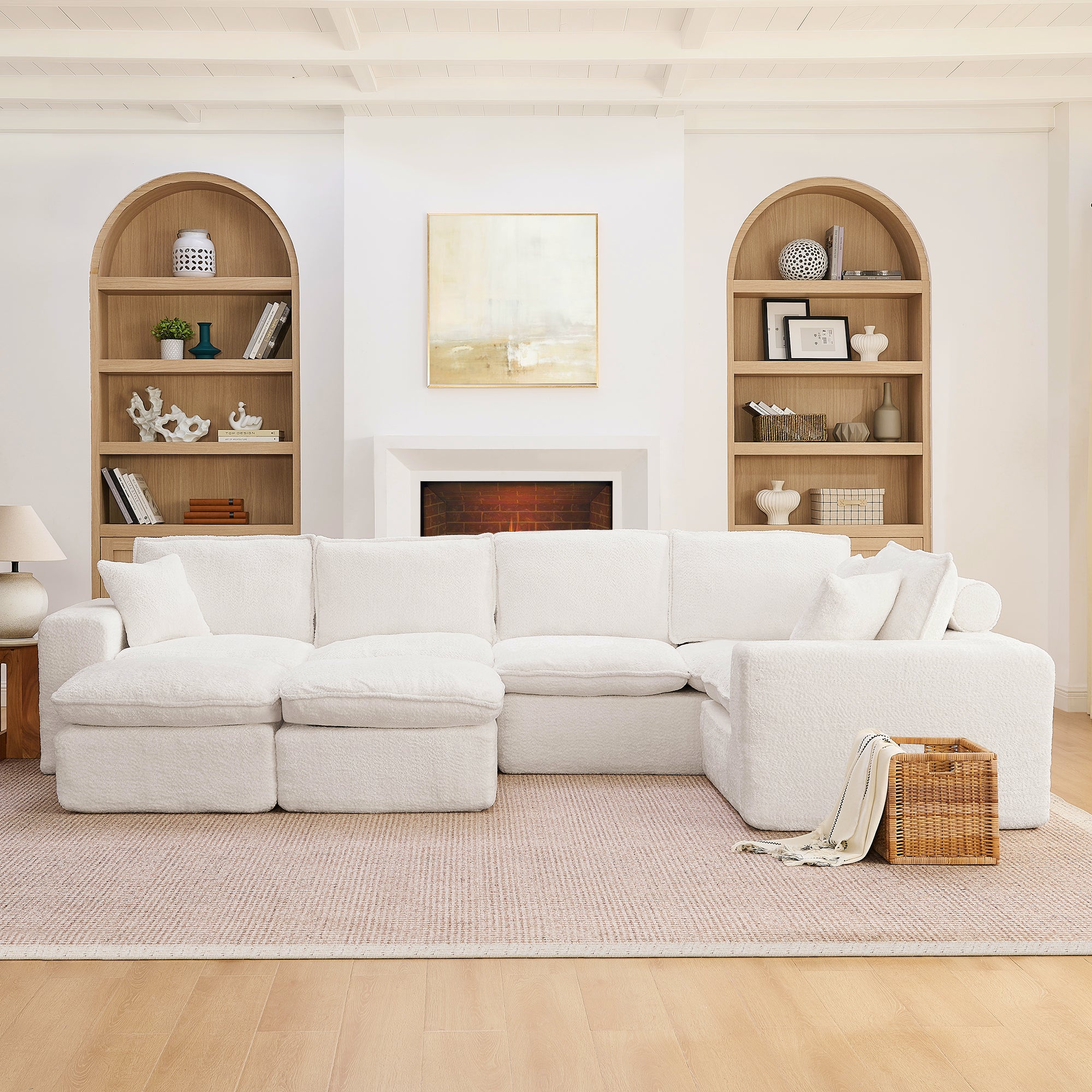 107'' Modern Boucle L-shaped Sectional Sofa