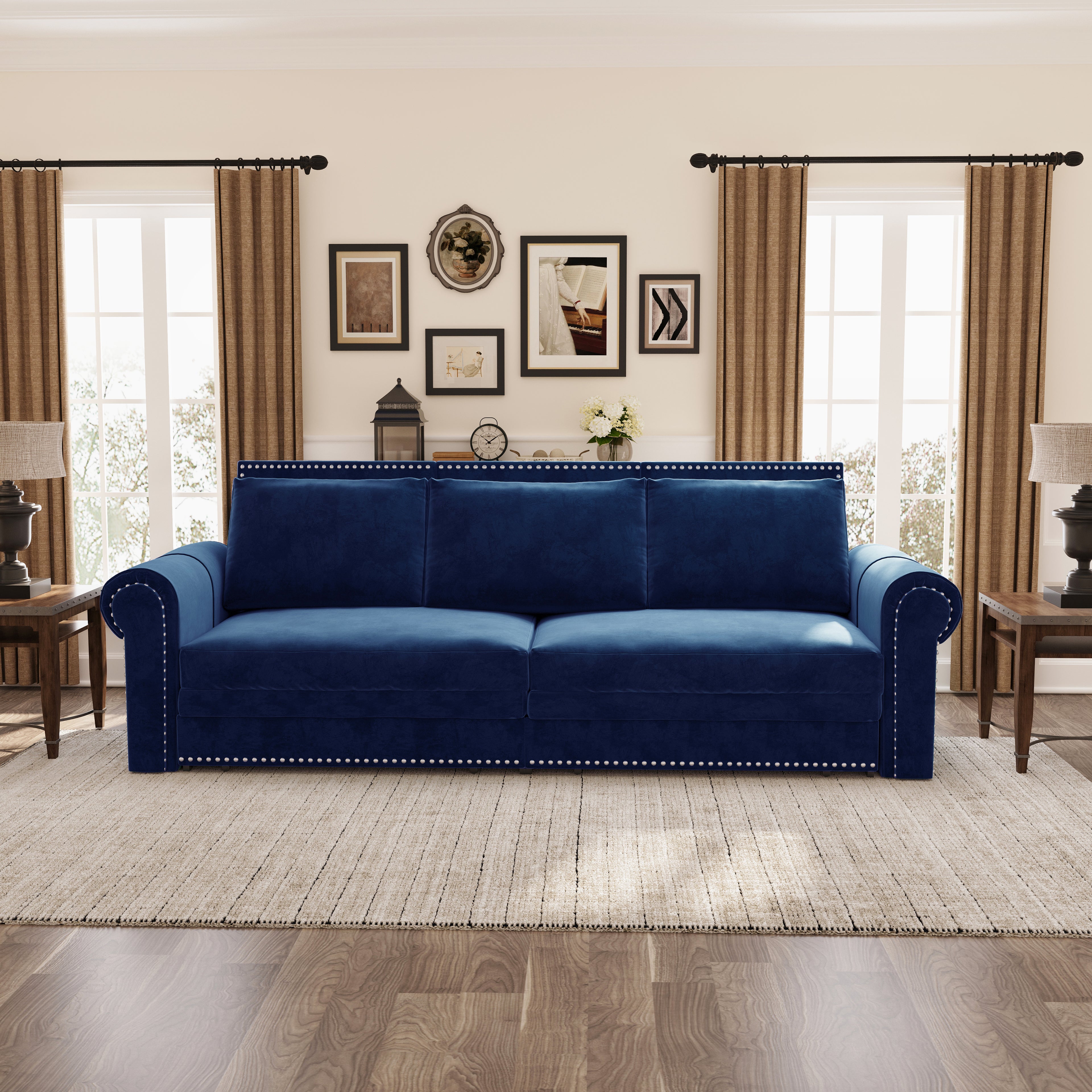 Chesterfield Sofa: 93.7" King Pull Out Sofa Bed