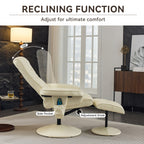Recliner Chair with Ottoman - 360° Swivel Massage Lounge Chair