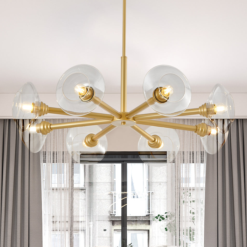 36" Modern Gold 8-Light Sputnik Chandelier