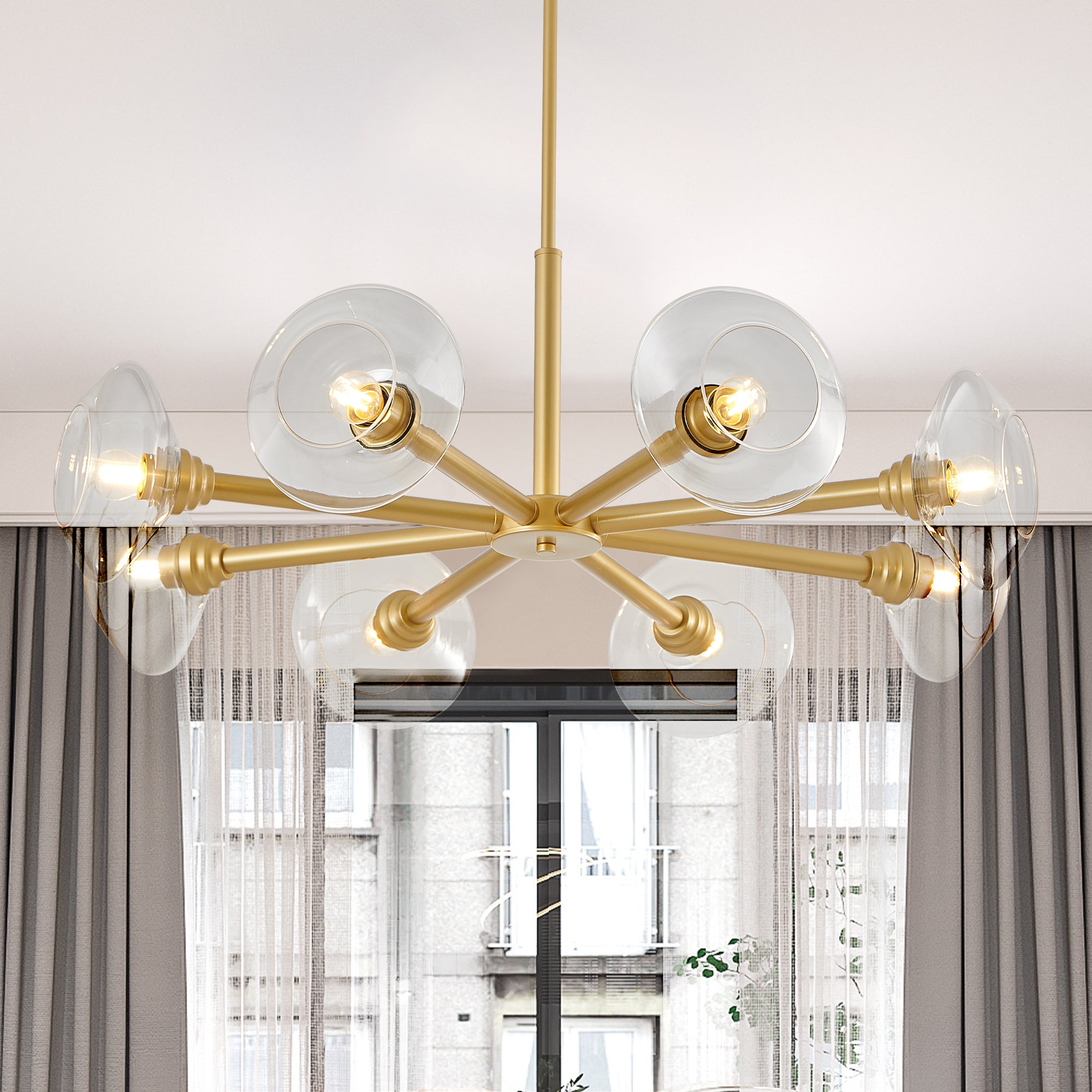 36" Modern Gold 8-Light Sputnik Chandelier
