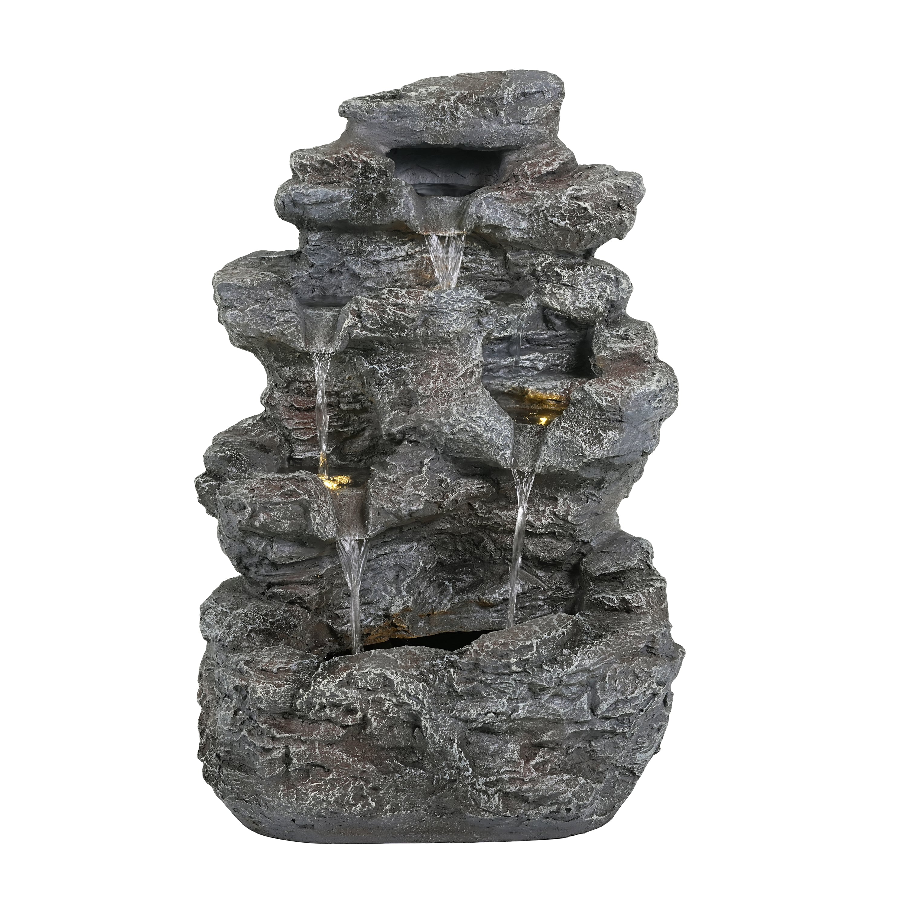 5-Tiered Concrete Tall Slim Fountain, 23.85"H