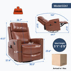 Red Genuine Leather Heat Massage Manual Recliner Chair