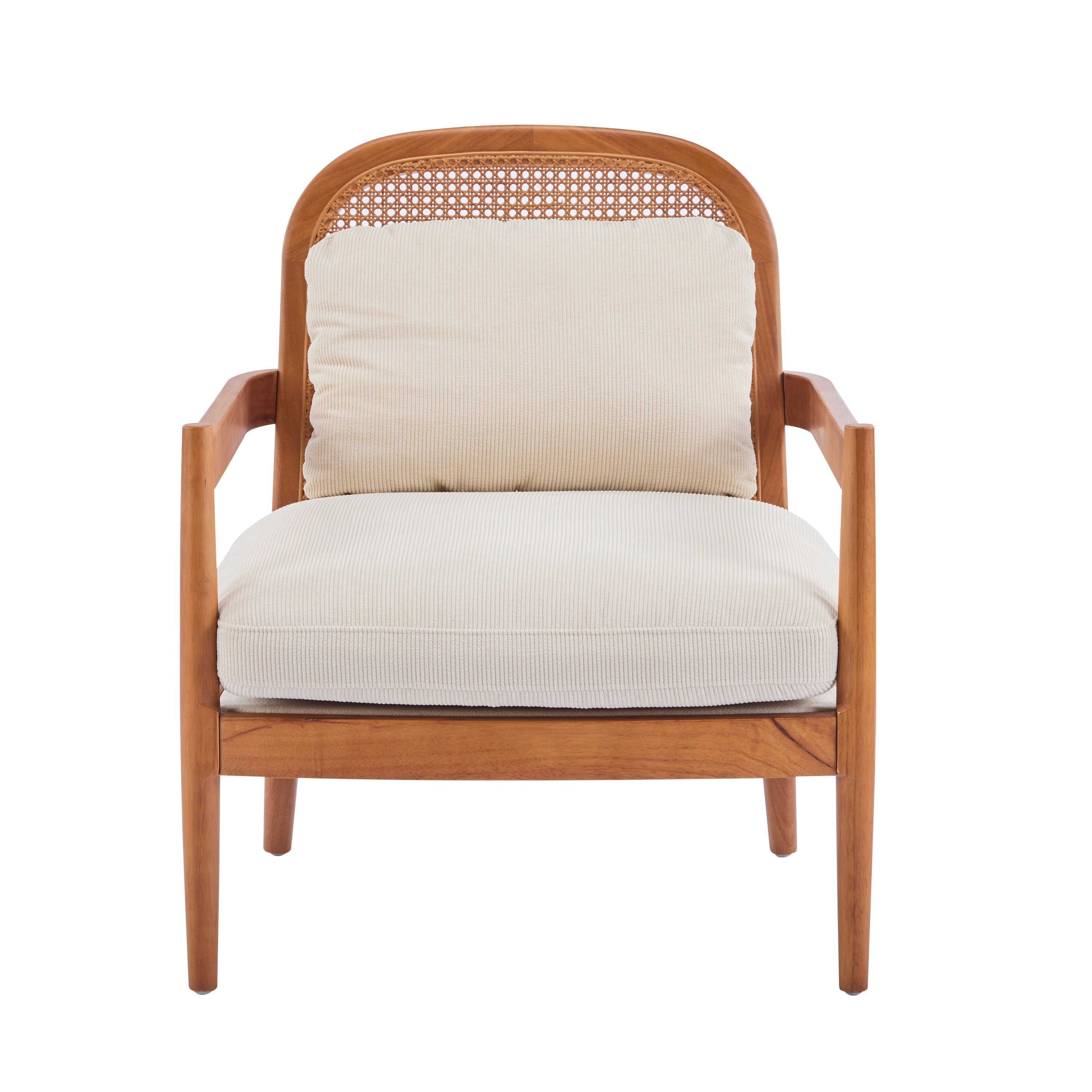 Elliston Rattan Backrest Solid Wood Accent Chair with Cushions - Set of 2