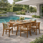 Outdoor 6 Seater Acacia Wood Dining Set with Cushions