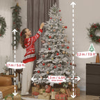 HOMCOM 7.5 ft Frosted Christmas Tree with Realistic Branches