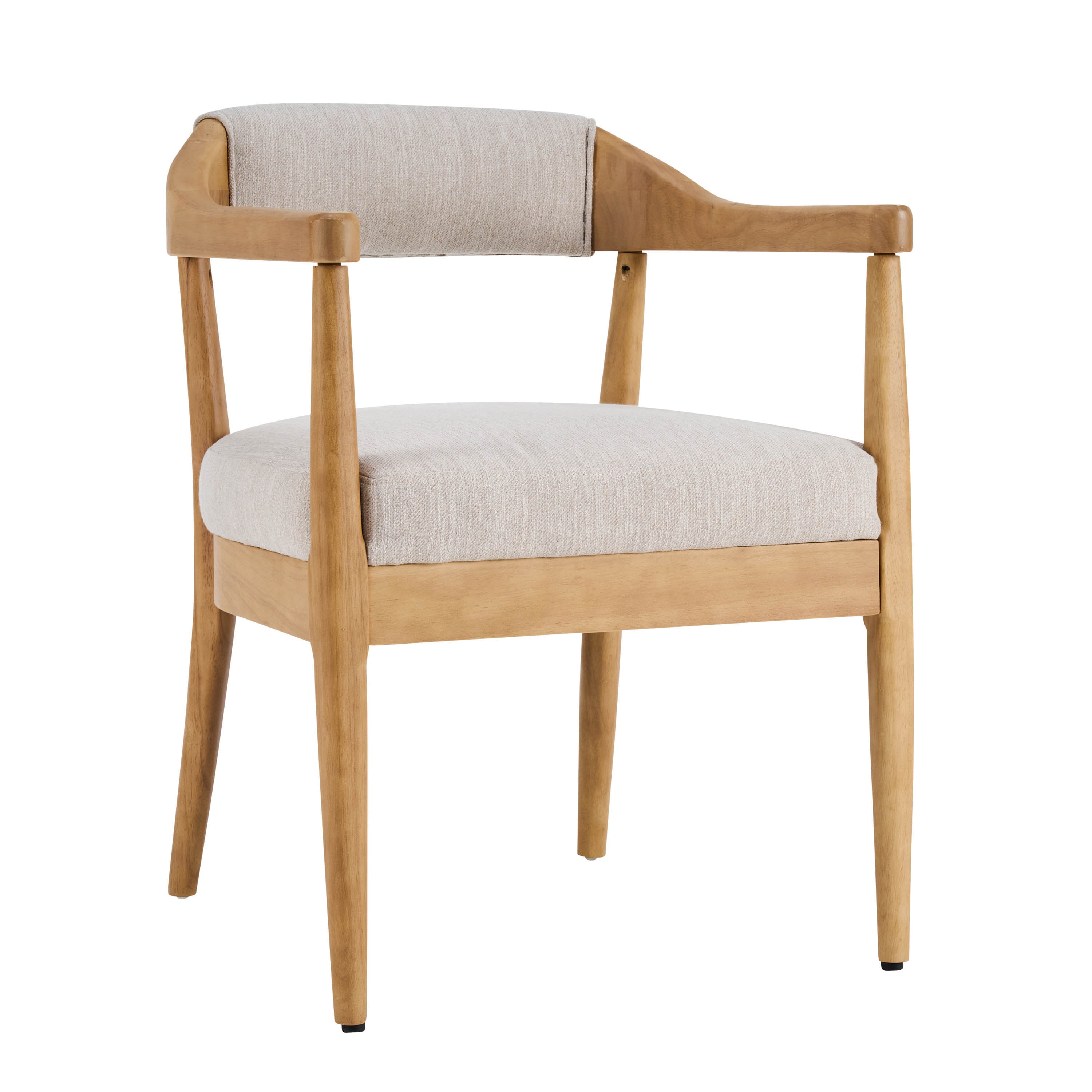 Wood Frame Upholstered Dining Chairs with Armrests - Set of 2
