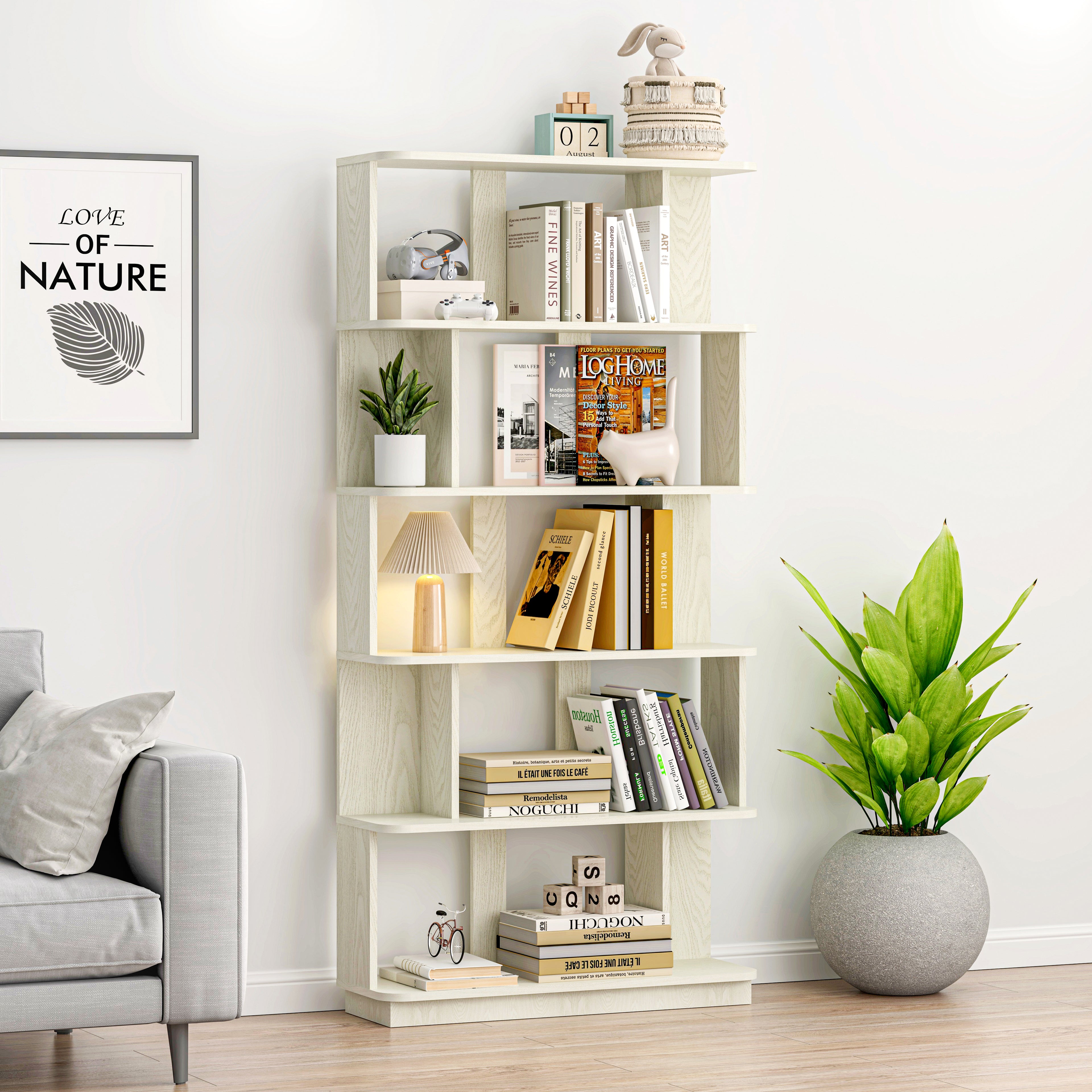 Modern 5-Tier Open Storage Bookcase
