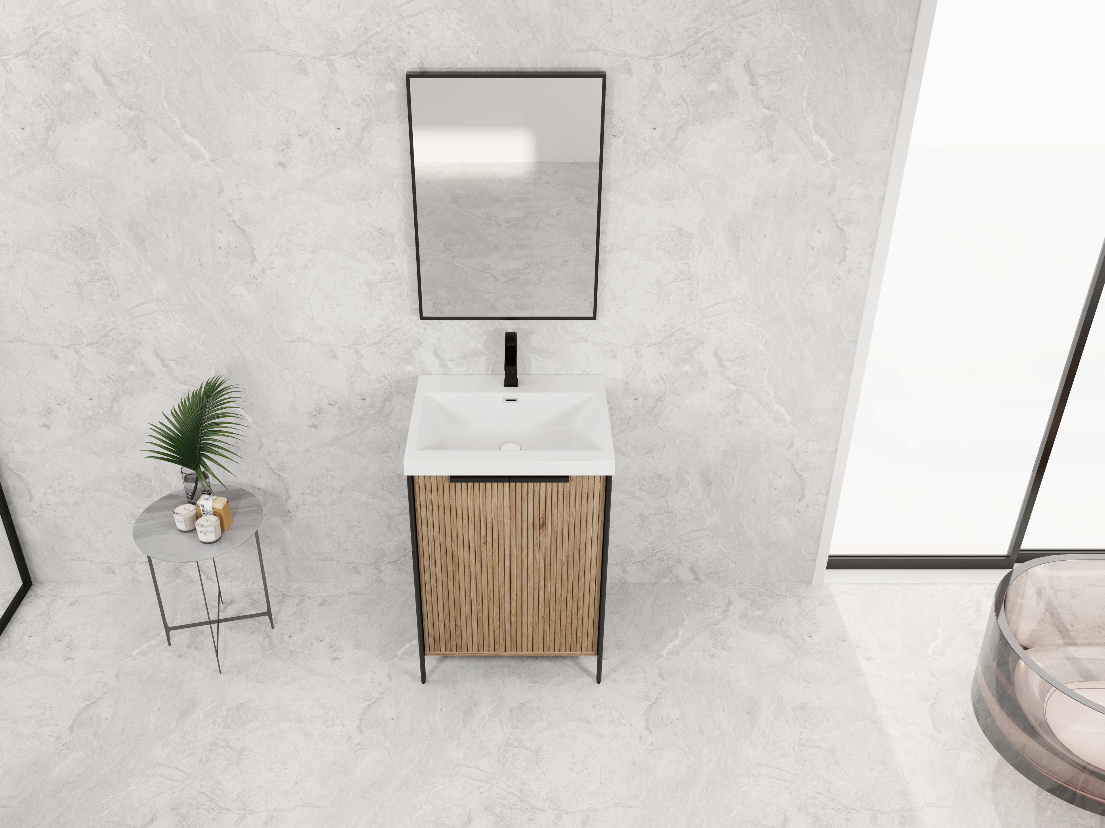 24" Freestanding Bathroom Vanity with Resin Sink