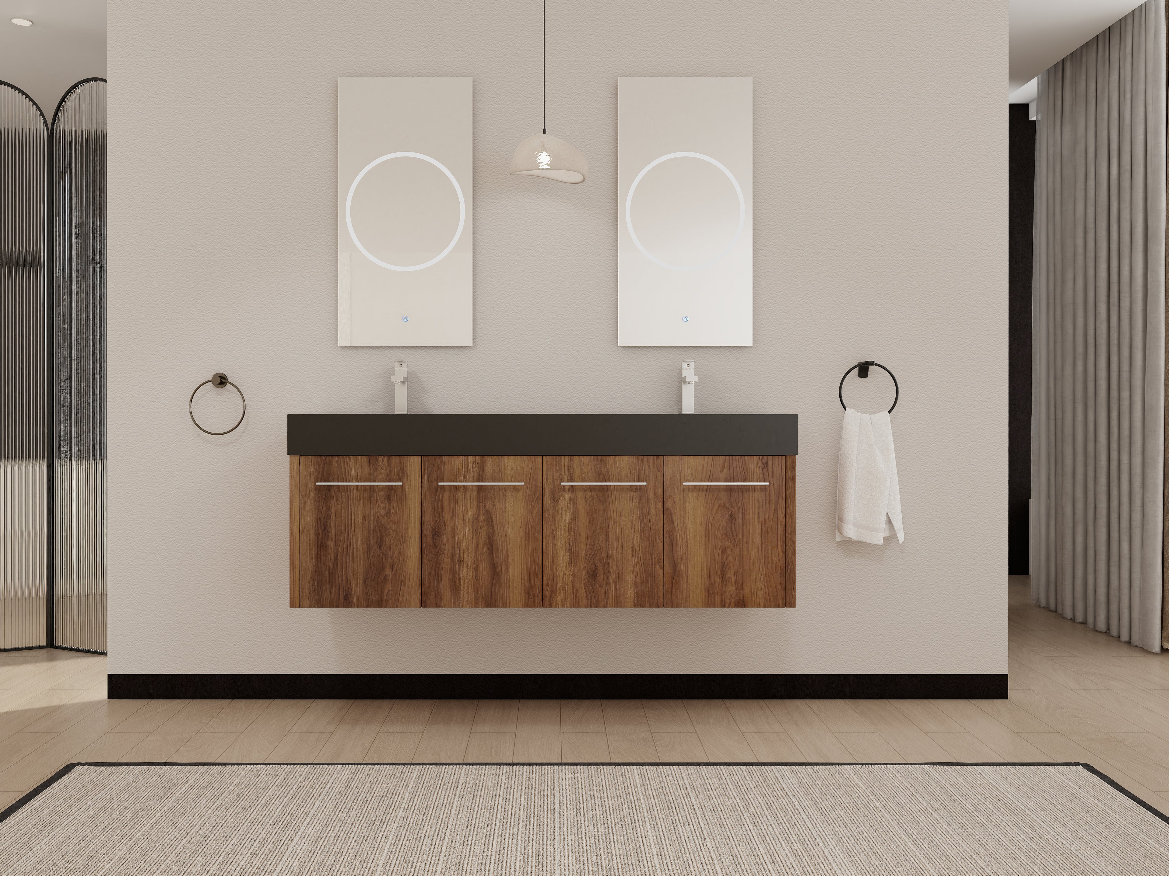 60 Inch Wall-Mounted Bathroom Vanity with Sink