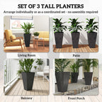 Outsunny 28" Tall Planters - Set of 3 Plastic Flower Pots