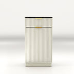 Woodgrain Tilt-Out Trash Can Cabinet with Wave-Textured Drawer
