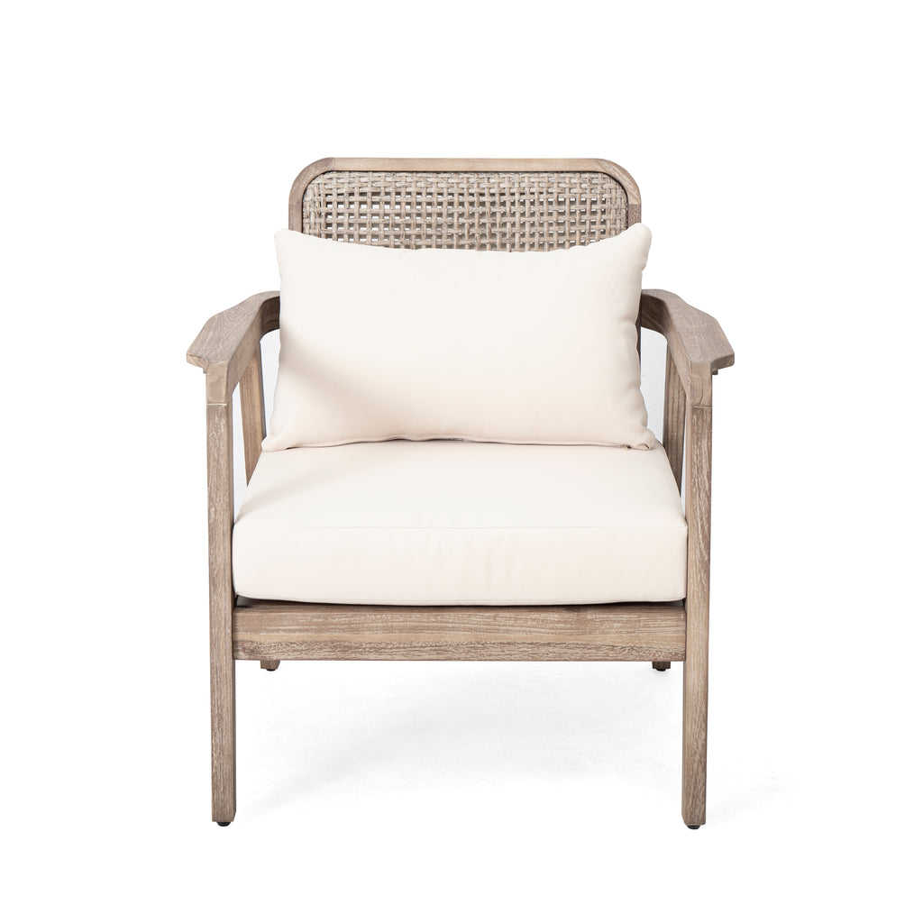 Set of 2 Outdoor Acacia Wood Patio Club Chairs